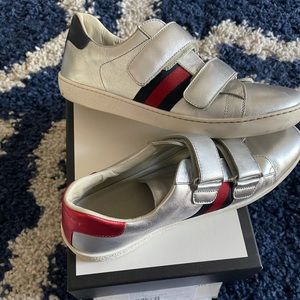 Gucci Silver Leather Sneakers